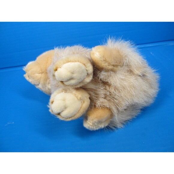 Aurora Purely Luxe Tan Bunny Rabbit Plush Pink Ears Hairy Stuffed Animal 10" - Picture 5 of 8